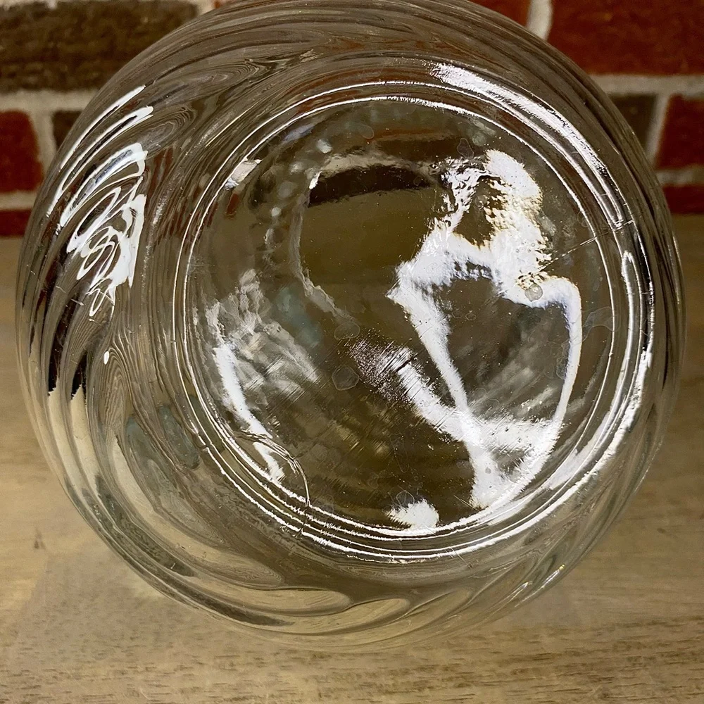 Vintage‎ (1970's) Anchor Hocking Clear Glass Pitcher Ribbed Ball Tilt
